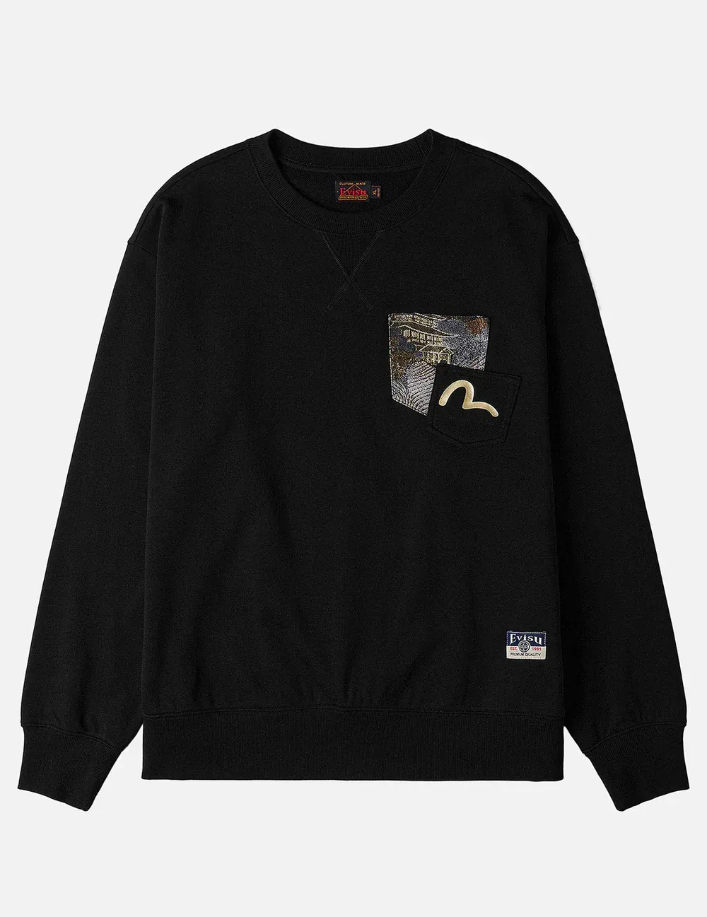 EVISU Japanese Print Brocade Pocket Sweatshirt EVISU Japanese Print Brocade Pocket Sweatshirt