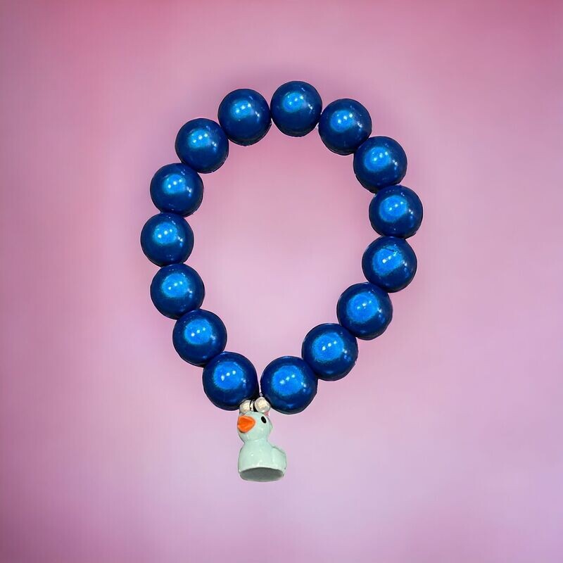 Wunderperlenarmband mit Quietschentchenanhänger - Kobaltblau