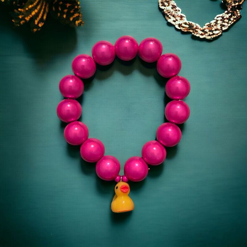 Wunderperlenarmband pink - Quietscheentchen gelb