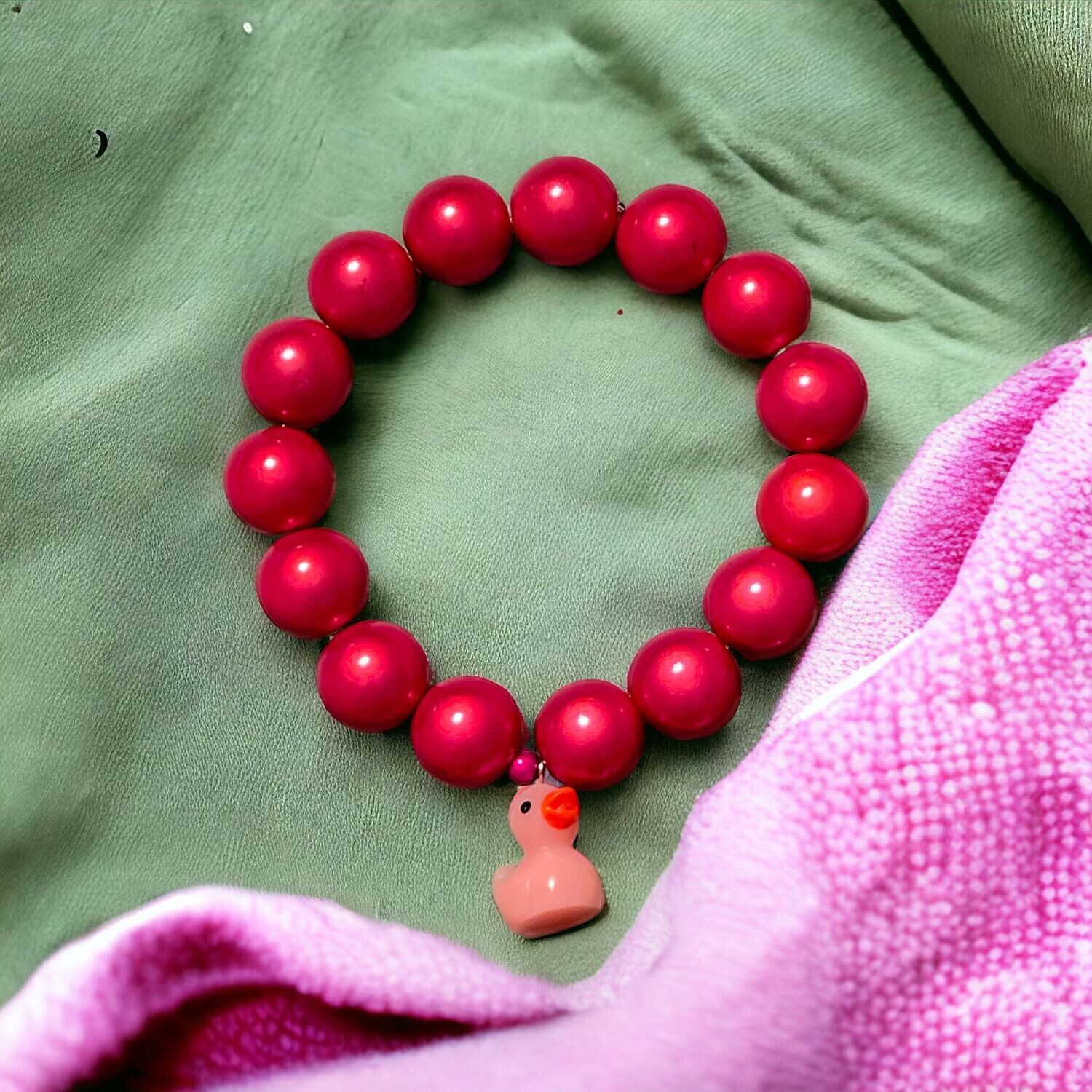 Wunderperlenarmband Erdbeerrosa - Quietscheentchen rosa