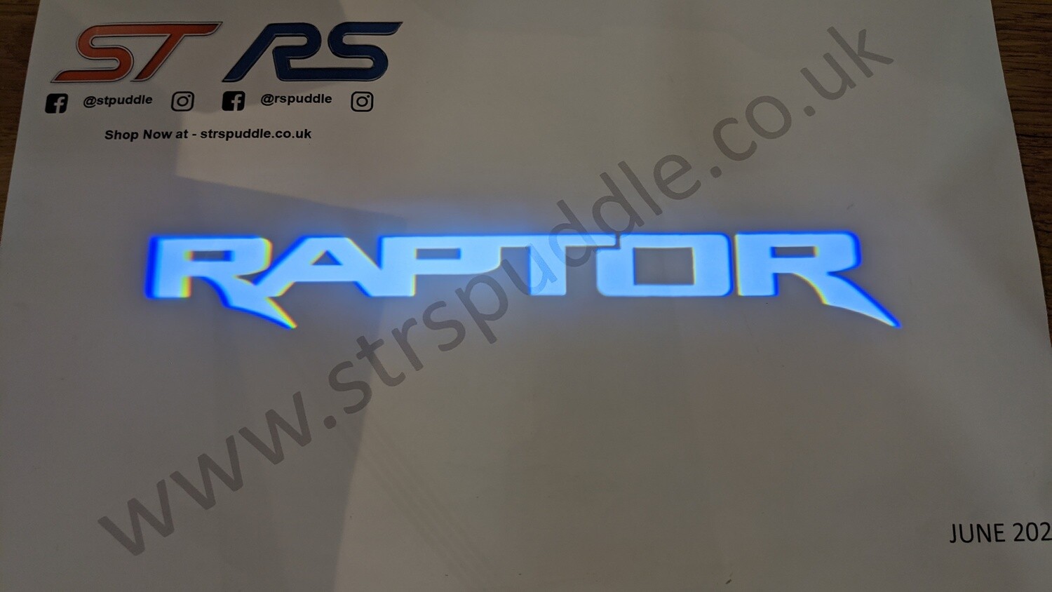 WHITE "RAPTOR" Logo Puddle Light (TYPE 4)