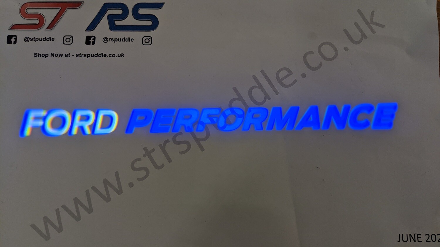 BLUE "FORD PERFORMANCE" Logo Puddle Light (TYPE 1 / BLUE)