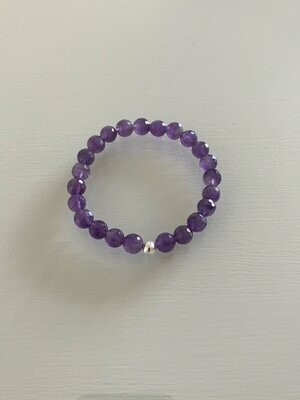 Facetted Amethyst Gemstone Bracelet With Sterling Silver