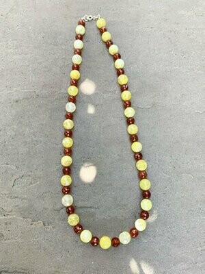 Yellow Fire Agate with facetted Carnelian Gemstone Necklace