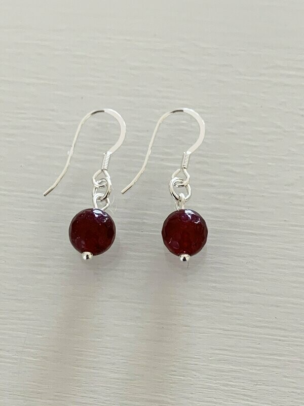 Sterling Silver Garnet Drop Earrings