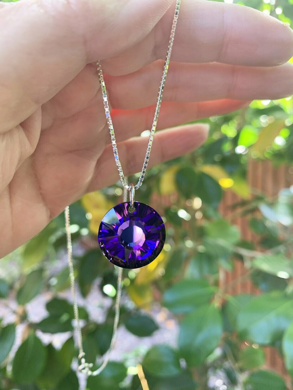 Heliotrope (Purple) Swarovski Crystal Sun Pendant Necklace