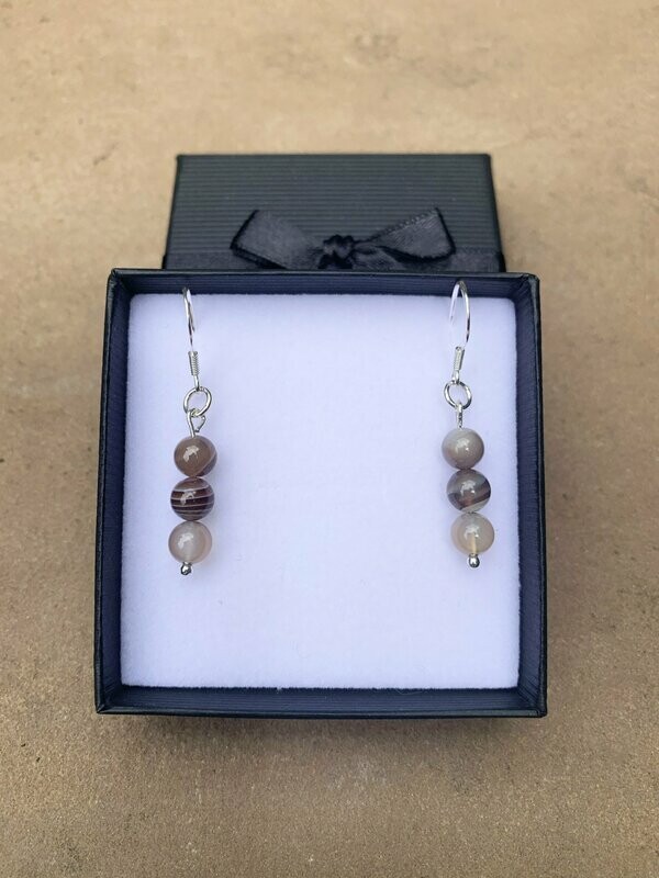 Botswana Agate Gemstone Drop Earrings