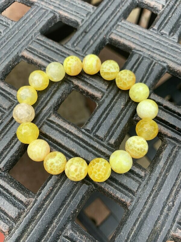 Yellow Fire agate Gemstone Stretch Bracelet