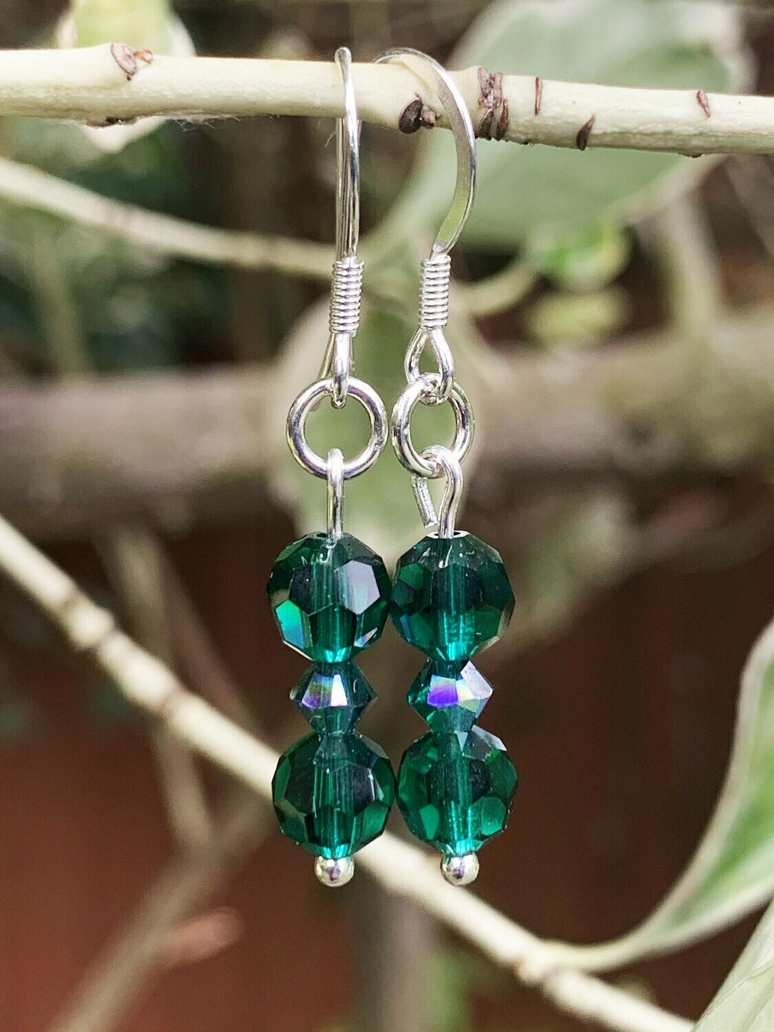 Emerald Green Crystal Drop Earrings