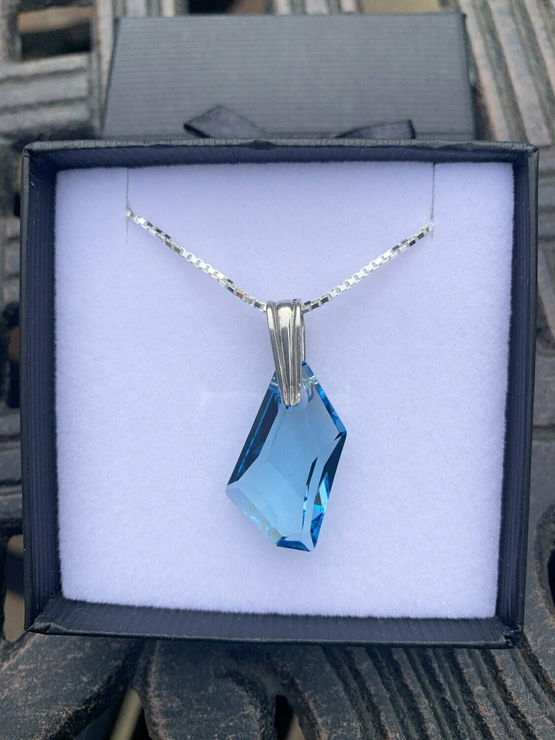 Aquamarine Swarovski Crystal - De - Art Pendant Necklace