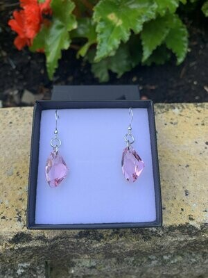 Sterling Silver Light Rose Crystal Drop Earrings