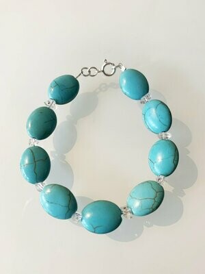Turquoise Bracelet With Herkimer Diamond quartz gemstone