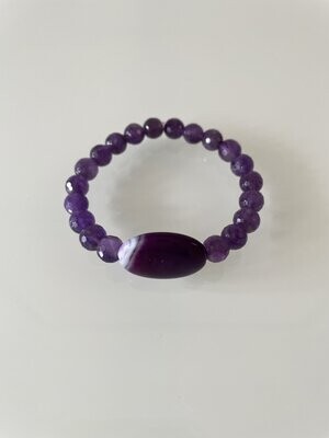 Amethyst Facetted Bracelet With Agate