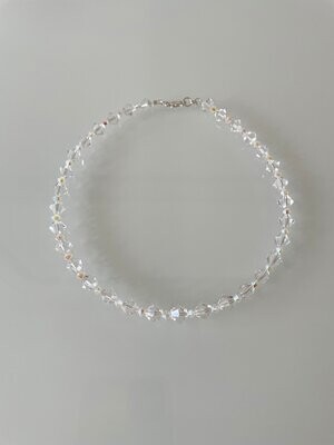 Elegant Clear Crystal With Opal Crystal Choker Necklace