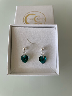 Emerald Green Crystal Stud Drop Earrings