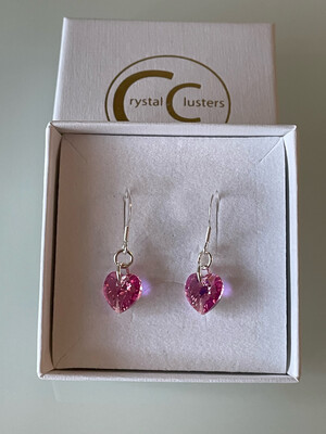 Light Rose Crystal Heart Drop Earrings