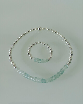 Aquamarine Gemstone Bracelet And Ring Set