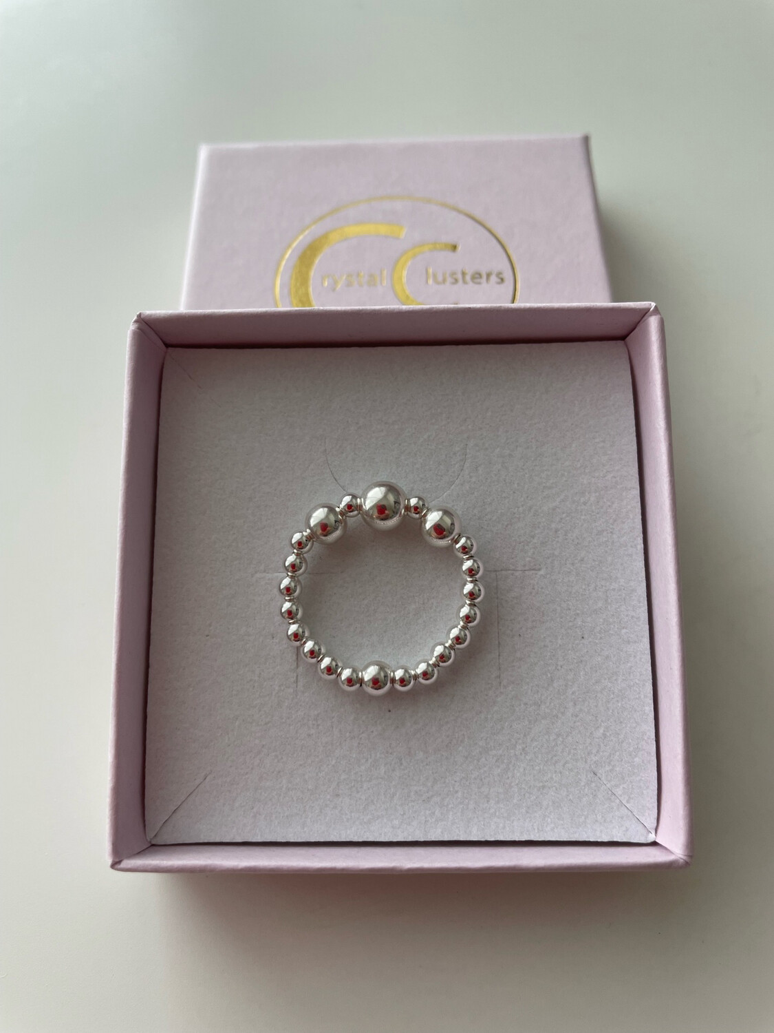 Sterling Silver Beaded Stretchy Ring