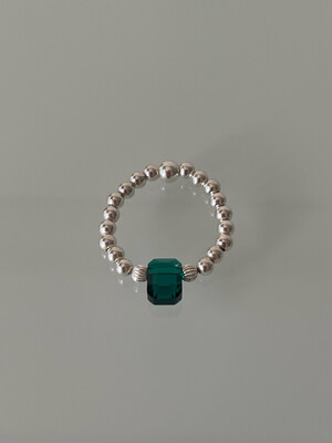 Sterling Silver Emerald Crystal Stretchy Ring
