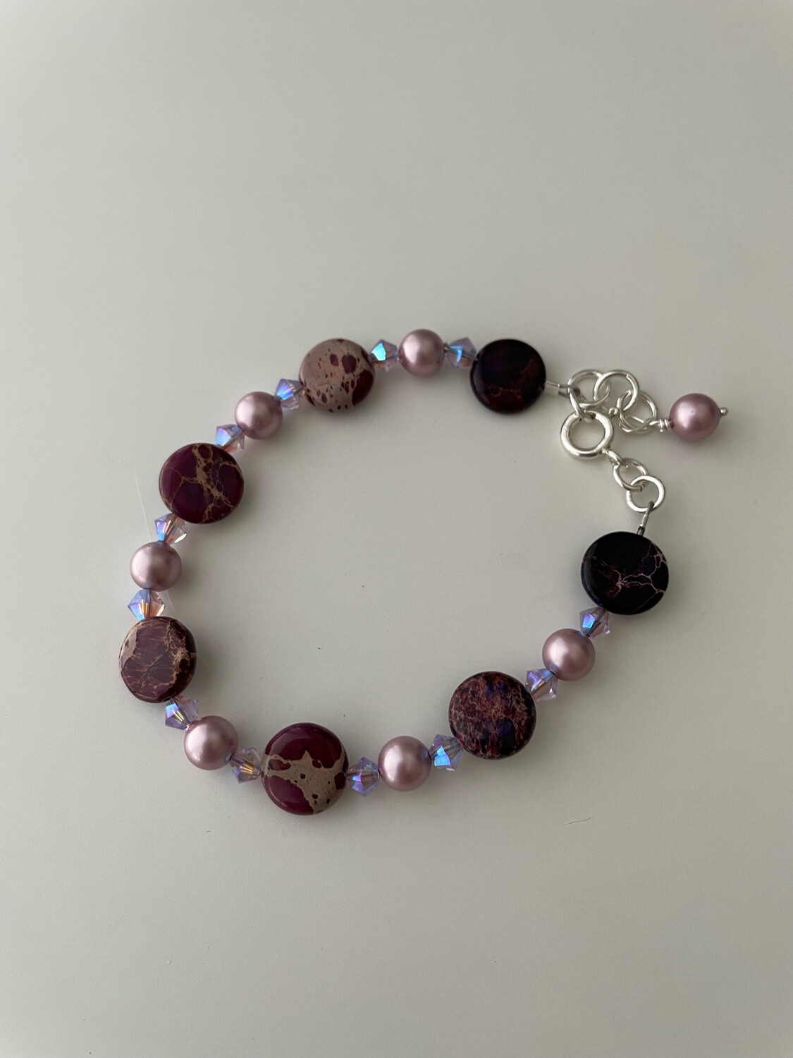 Jasper, Pearl And Crystal Gemstone Bracelet
