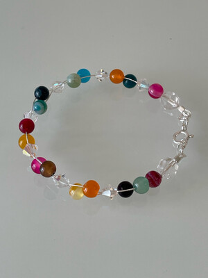 Rainbow Agate With Czeck Crystal Bracelet