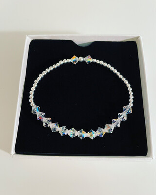 Sterling Silver With Preciosa Czeck Crystal Stretchy Bracelet