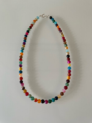 Agate Gemstone Multi Colour Beaded Necklace