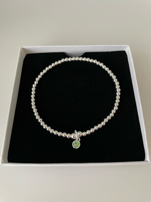 Peridot Crystal Charm Drop Stretchy Bracelet