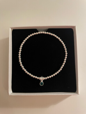 Emerald Crystal Charm Drop Stretchy Bracelet