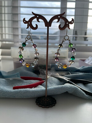 Colourful Crystal Large Drop Earrings