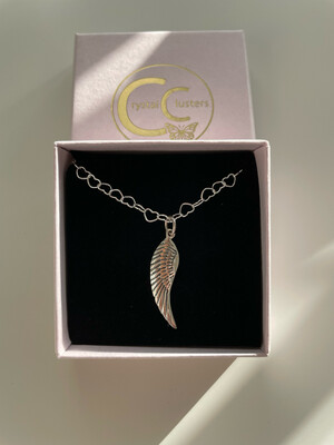 Heart Chain Necklace With Angel Wing Pendant.