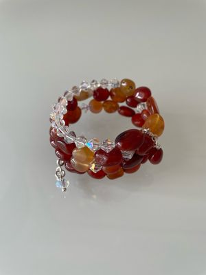 Carnelian Gemstone And Crystal Bangle Bracelet