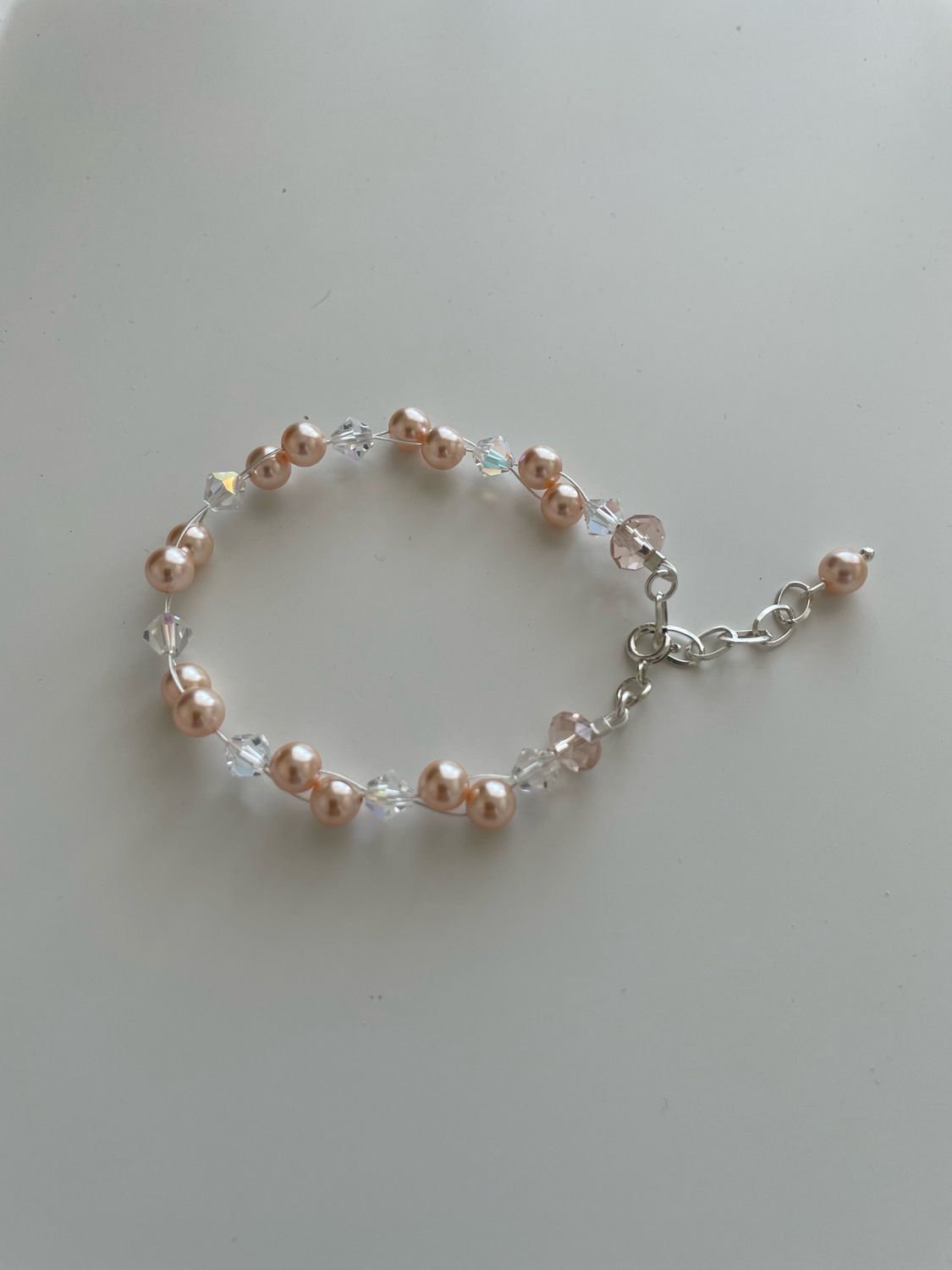 Peach Crystal Pearl Bracelet