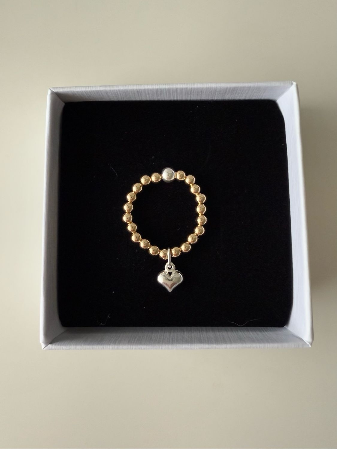 14ct Gold Filled Sterling Silver Charm Drop Stretchy Ring