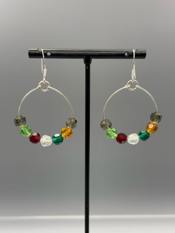 Multi Colour  Preciosa Czech Crystal Hoop Drop Earrings