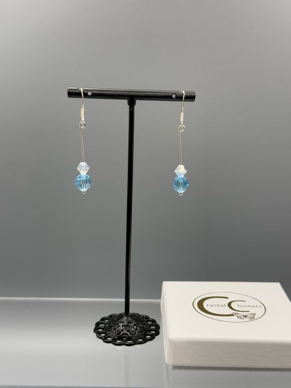 Aquamarine Preciosa Czech Crystal Drop Earrings
