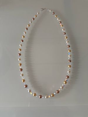 Elegant Austrian Crystal Multi Colour Pearl Necklace