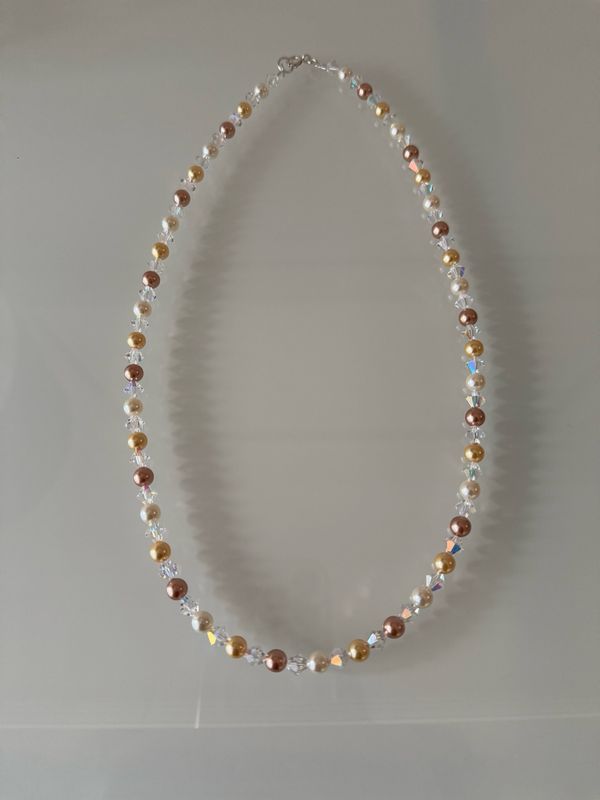 Elegant Austrian Crystal Multi Colour Pearl Necklace