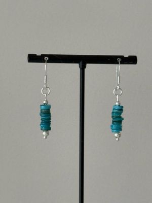 Turquoise Freshwater Shell Wheels Drop Earrings