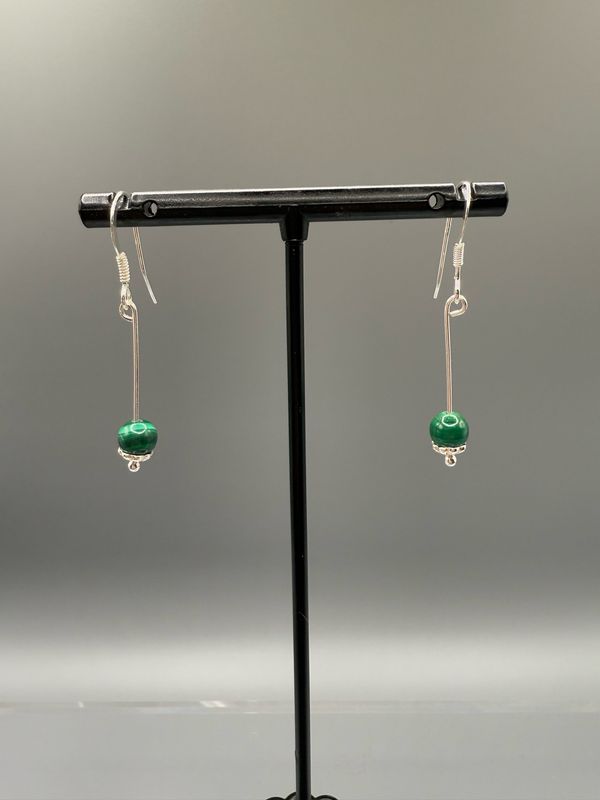 Malachite Sterling Silver Drop Earrings