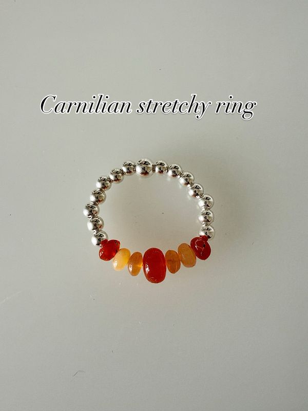 Carnilian Gemstone Stretchy Ring