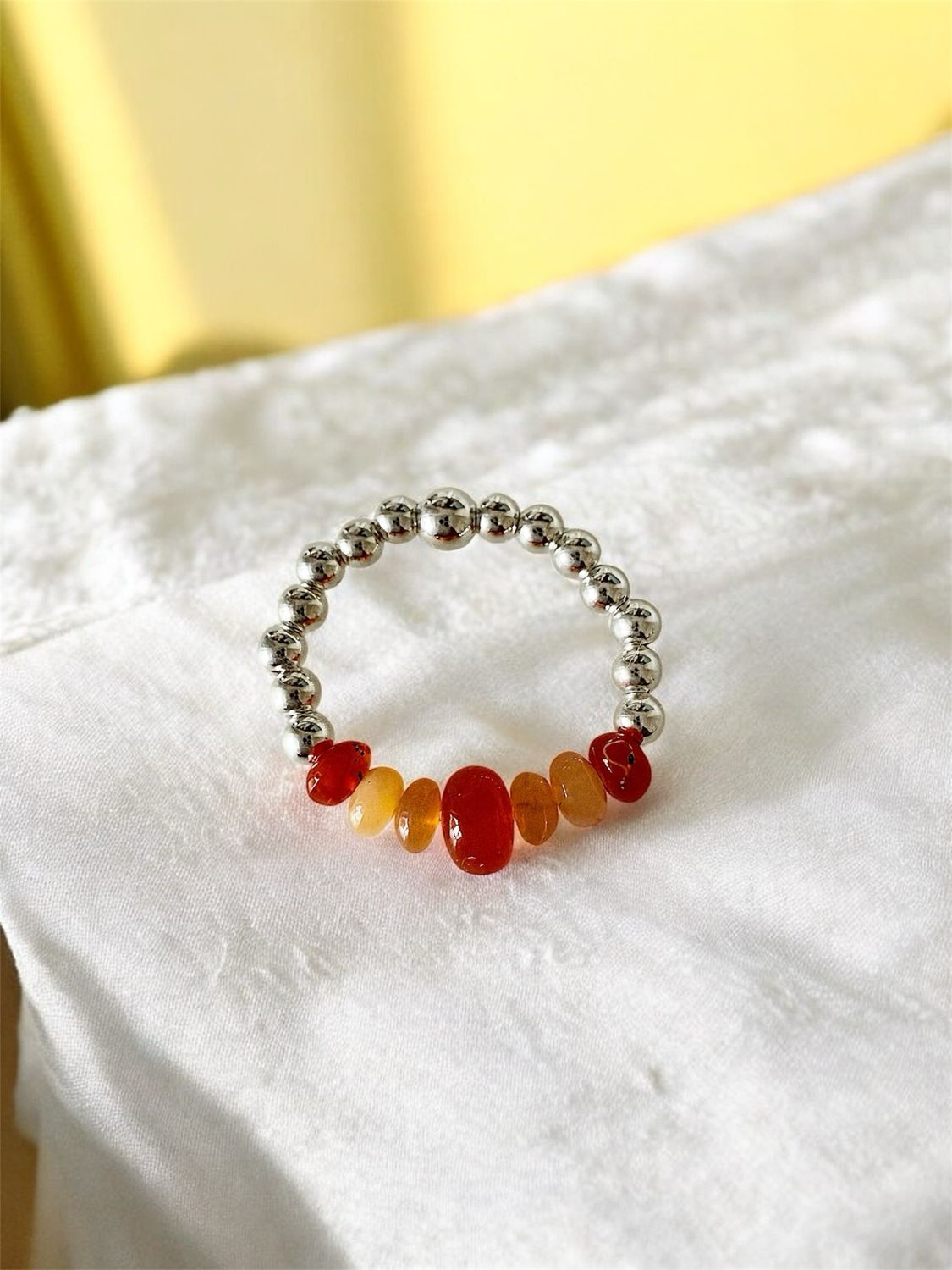 Carnilian Gemstone Stretchy Ring Carnilian Gemstone Stretchy Ring