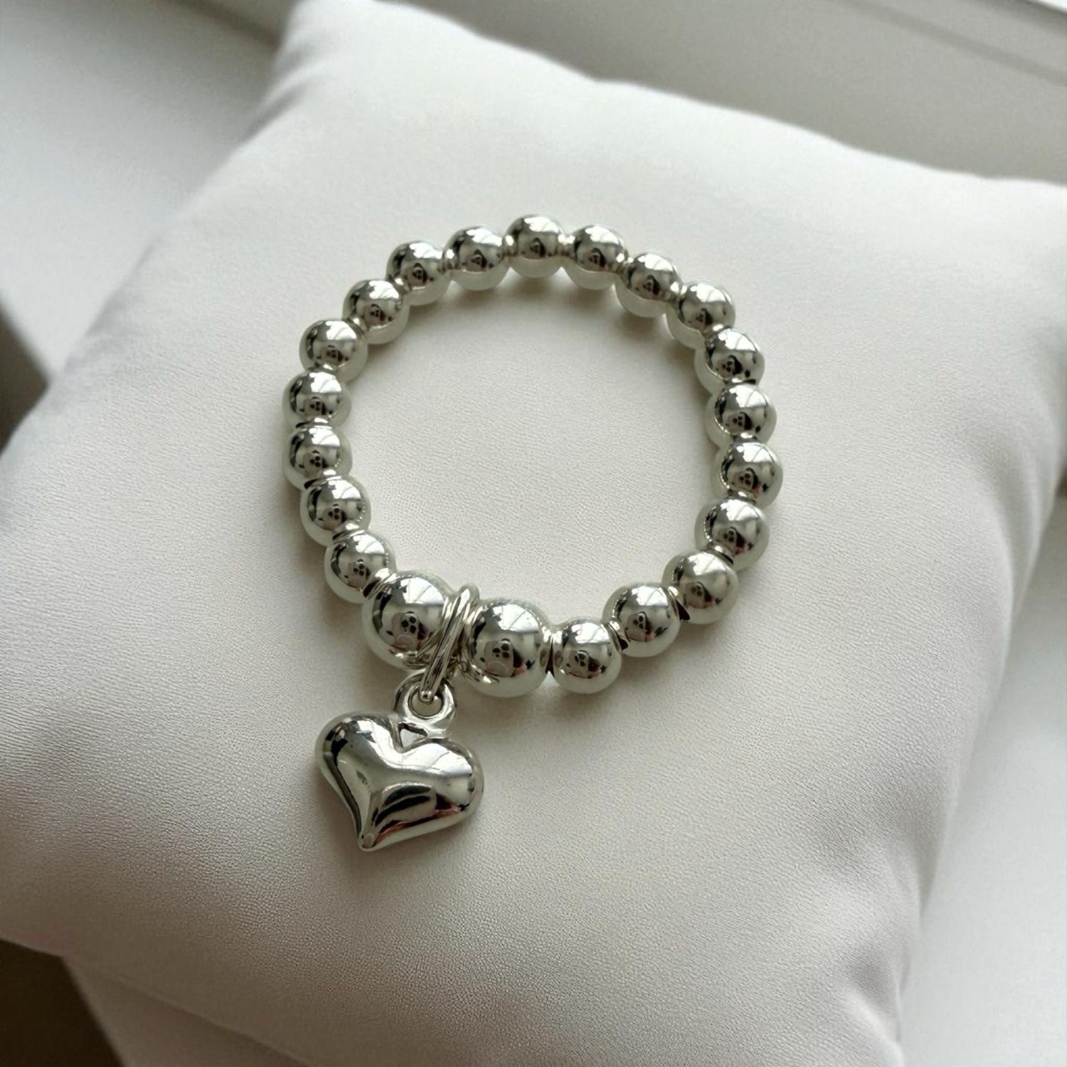 Dainty Sterling Silver Puff Heart Ring