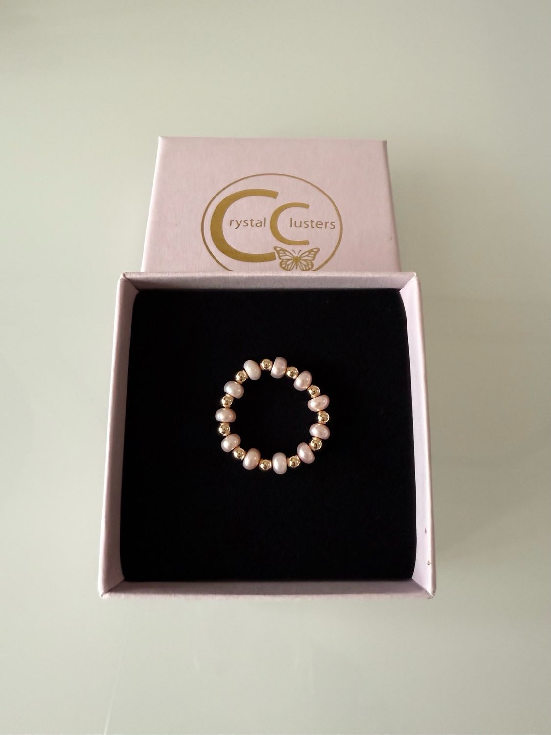 Pink Freshwater Pearl & 14k Gold Filled Stretchy Ring