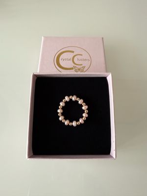 Pink Freshwater Pearl & 14k Gold Filled Stretchy Ring Pink Freshwater Pearl & 14k Gold Filled Stretchy Ring
