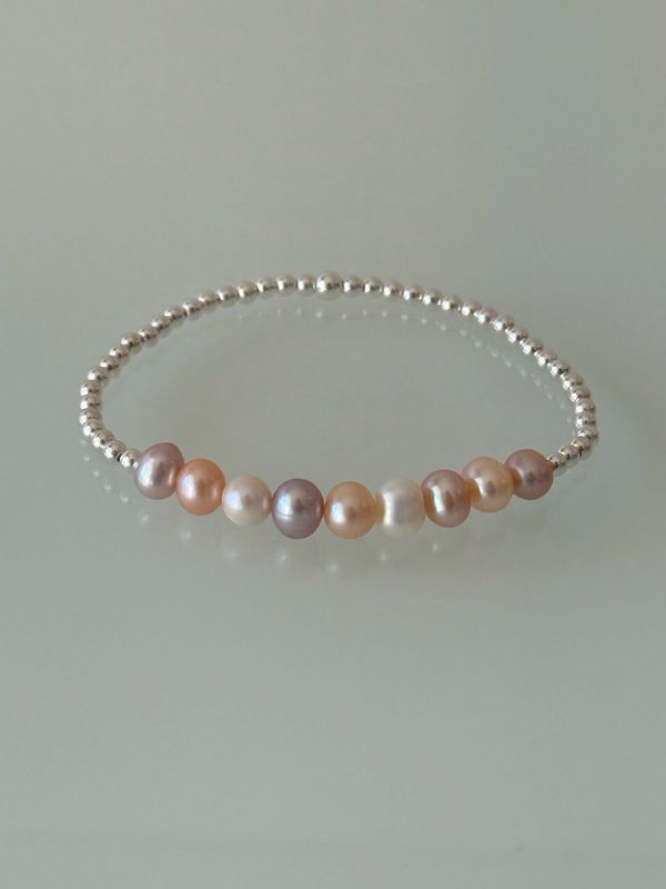Lustre Multicolour Freshwater Pearl Stretchy Bracelet