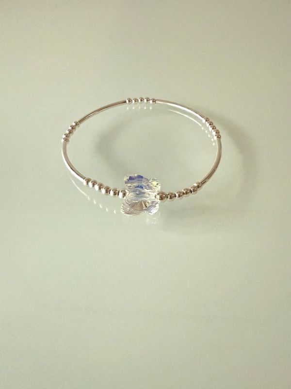 Sterling Silver & Swarovski Crystal Butterfly Stretch Bracelet