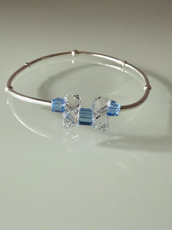 Aquamarine Blue Crystal Cluster Stretchy Bracelet