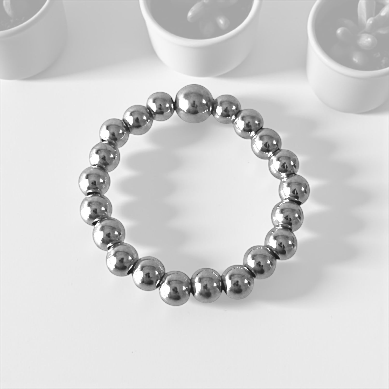 Sterling Silver Beaded Stretchy Ring