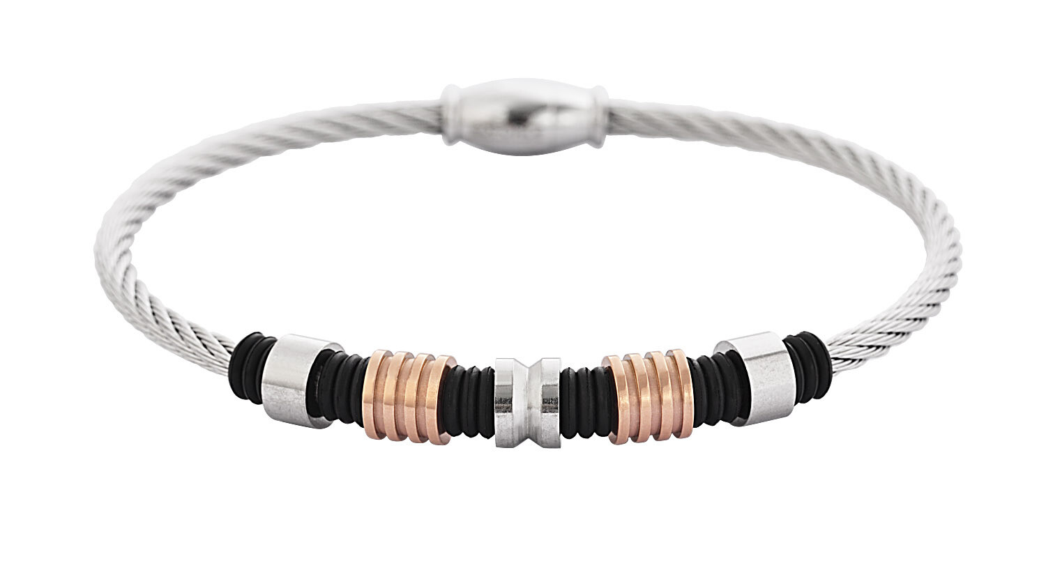 Brazalete Tipo Soga Stainless Steel Detalles Rose Gold